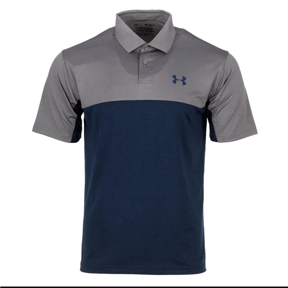 UNDER ARMOUR - Men’s Performance Polo - Grey/Navy Blue - Size Large